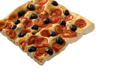 Focaccia mit Cherrytomaten und Oliven